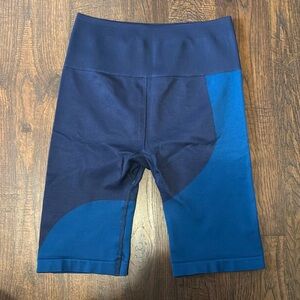 Fabletics Blue Athletic Shorts with High Waistband